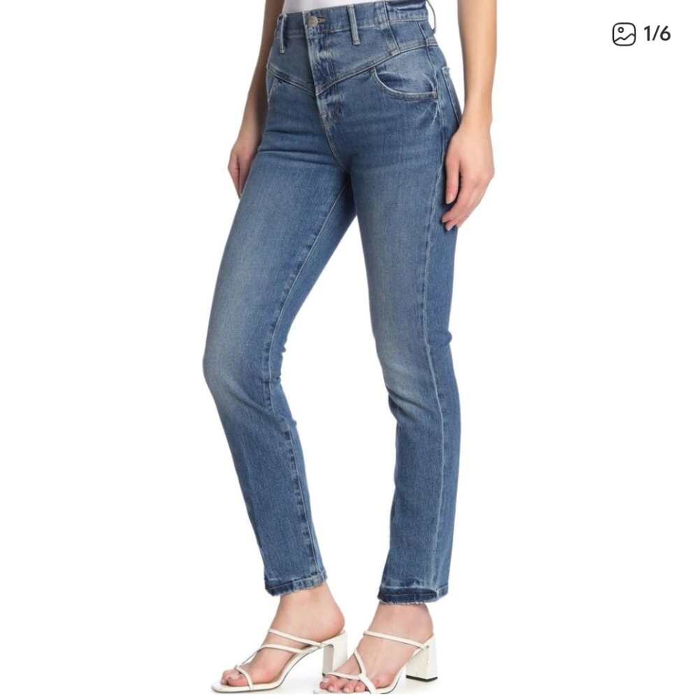 Frame Denim Retro V-yoke Waverly Med Wash Women's Straight Leg Jeans, Size 28